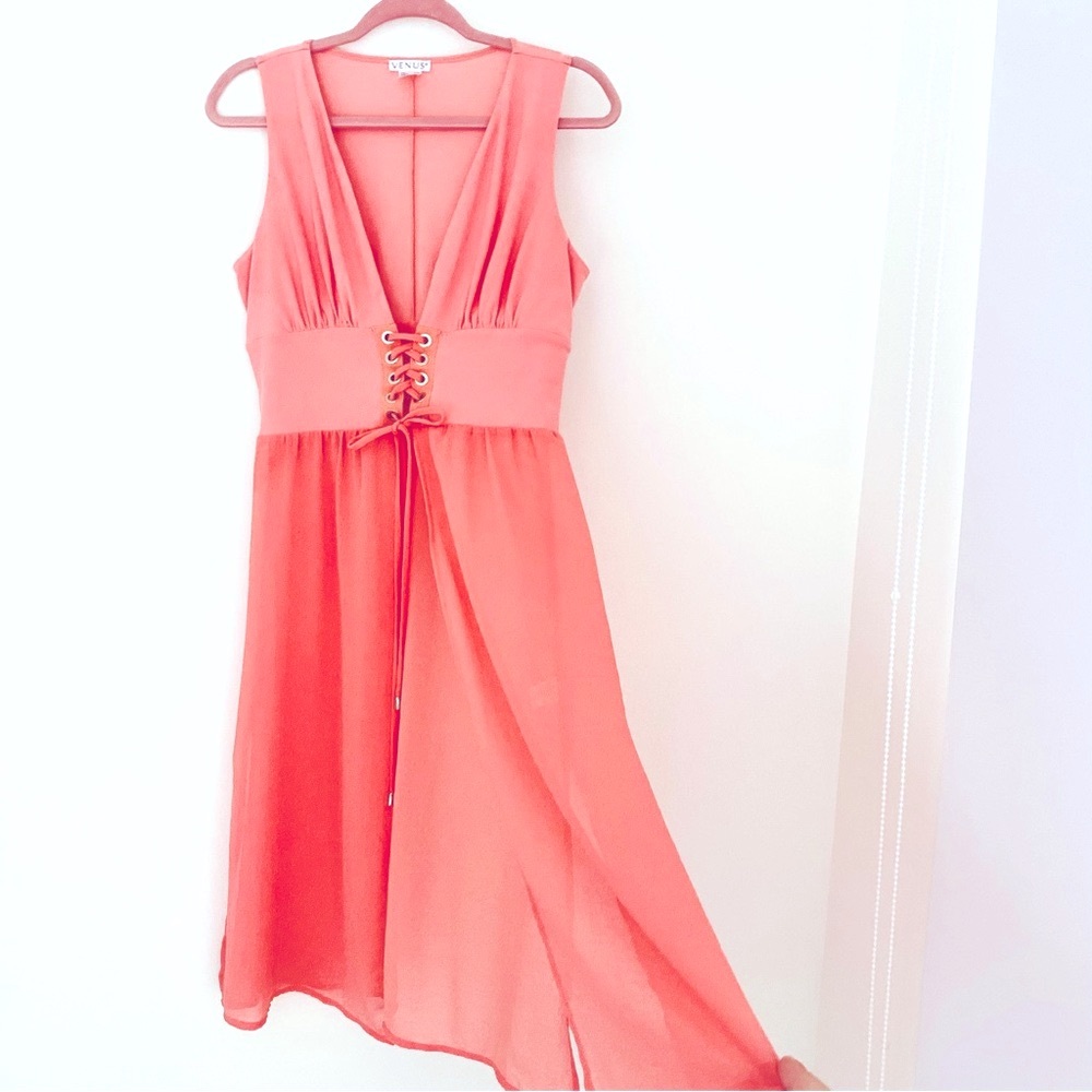 💕Pretty Coral Sleeveless Top with Tail  SZ M